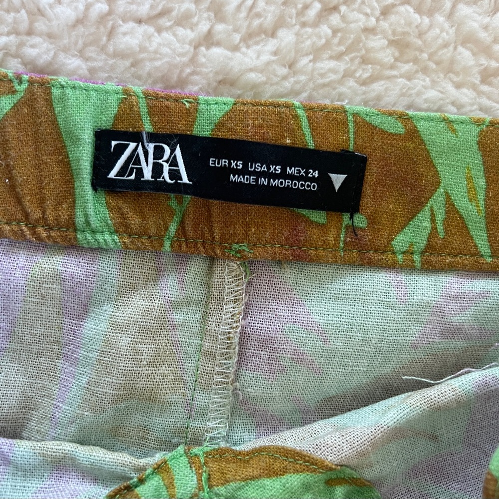 Zara Maxi Skirt Cover Up Tropical Print Linen Blend Womens Size XS NWT - Picture 9 of 11
